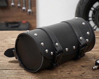 Bolsas universales de cuero sintético para motocicleta, bolsa de almacenamiento de herramientas, bolsa para horquilla impermeable (par)
