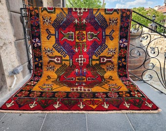 Vintage Konya Tribal Rug, 70 Year Old Shepherd Wool Area Rug