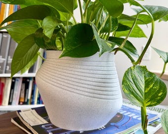 3D Printed Planter - The Cyclone Swirl - with Liner, Drainage - 6" Pot - Home Decor