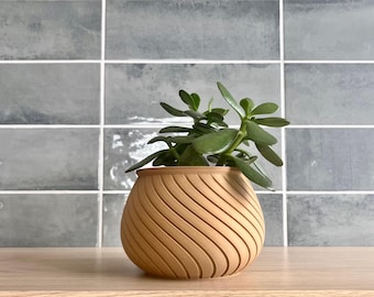 3D Printed Planter - The Driftwave - with Liner, Drainage - 5" Pot - Home Decor