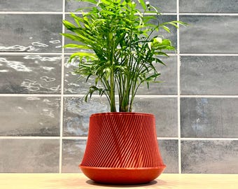 3D Printed Planter - The Spiral Canopy - with Liner, Drainage - 5" Pot - Home Decor