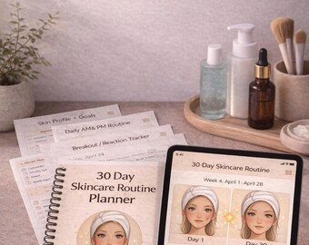 Skincare Routine Planner | Skin Care Tracker & Glow‑Up Journal PDF A4