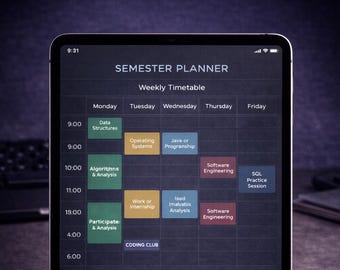 CS Semester Planner | Coding Student Assignment Tracker (A4 US Letter PDF)
