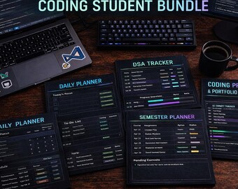 Coding Student Success Bundle | Daily Planner, LeetCode DSA Tracker, CS Semester & Project Portfolio PDFs