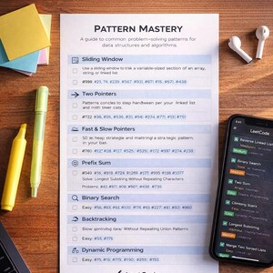 Peut inclure: Un guide des mod&egrave;les de r&eacute;solution de probl&egrave;mes pour les structures de donn&eacute;es et les algorithmes est affich&eacute; sur papier blanc. Un smartphone et des &eacute;couteurs sans fil sont sur une surface en bois.