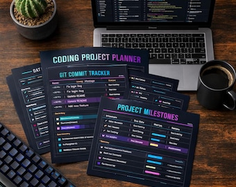 Coding Project Planner Printable | CS Student Portfolio GitHub Tracker PDF A4 US Letter