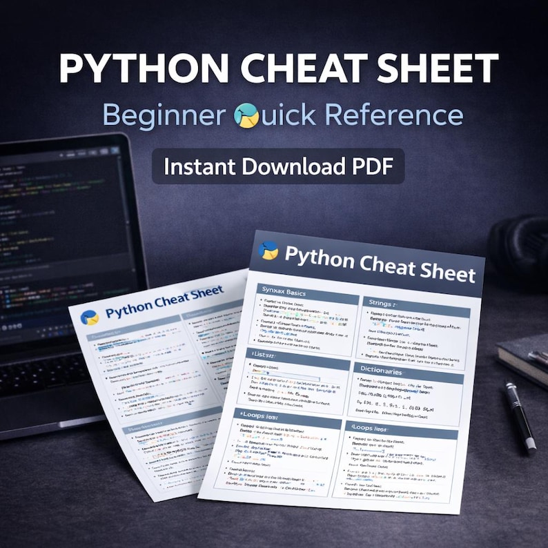 Aide-mémoire Python pour débutants | Guide de référence rapide de programmation | Syntaxe de codage imprimable PDF image 1