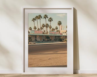 Palm Springs Mid Century Motel Wall Art Print, Retro Desert Palm Trees, Vintage California Photography, Modern Home Decor