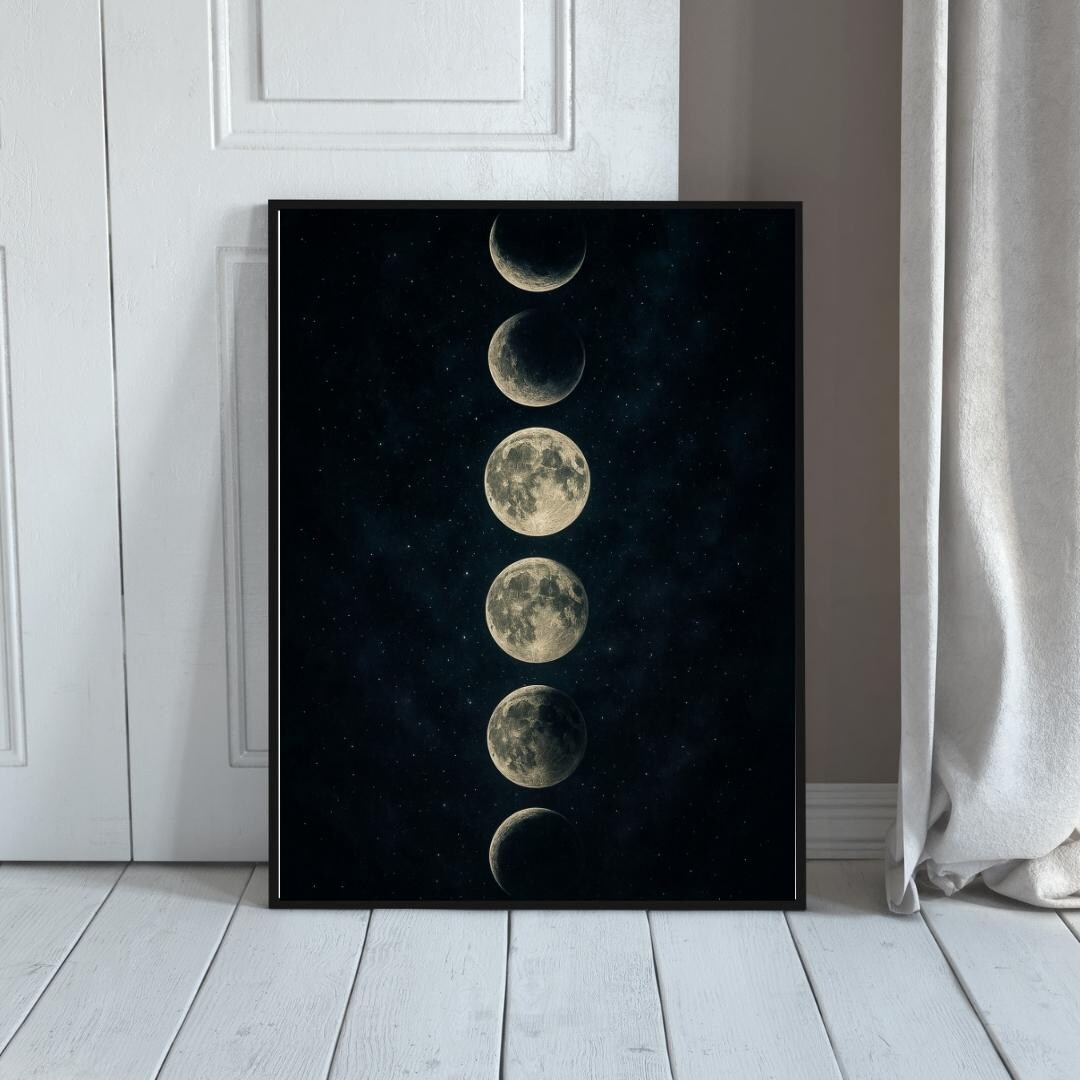 Moon Phases Print | Celestial Lunar Cycle Art (digital Download) - Etsy