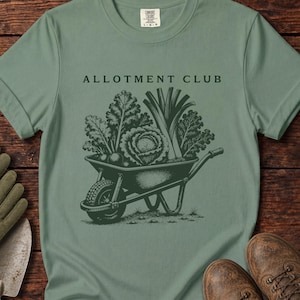 Allotment Club Wheelbarrow Vegetable Garden T-shirt | Grow Your Own