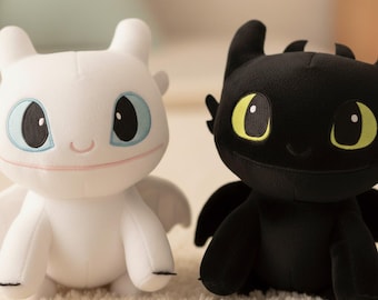 Toothless Plush, Night Fury Light Fury Dragon Inspired Pillow, HTTYD Anime Plush Toy 30cm, Cute Dragon Gift for Fans