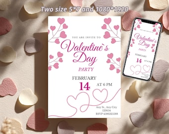 Valentine's Day Invitation, Valentine's Dinner party editable Invitation