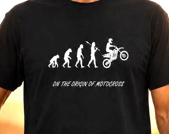 On The Origin Of Motocross Shirt for Biker - Funny Dirt Bike Evolution Tee - MX Rider Gift - Offroad Racing Motorcycle Lover Apparel