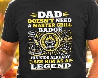 BBQ Shirt Fathers Day Gift for Grill Master - Barbecue Family Dad Tee - Legend BBQ Dad - Master Grill Dad - Garden Party BBQ Dad Tee
