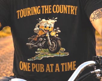 Beer Biker Tee - Adventurous Motorbike Tshirt  - Fun Pubcrawl Gear - Fun Roadwear Outfit for Bike Riders - Husband, Dad, Father's day gift