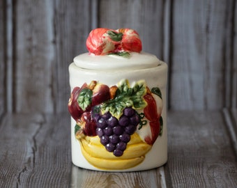 Vintage KMC 3D Ceramic Fruit Sugar Jar