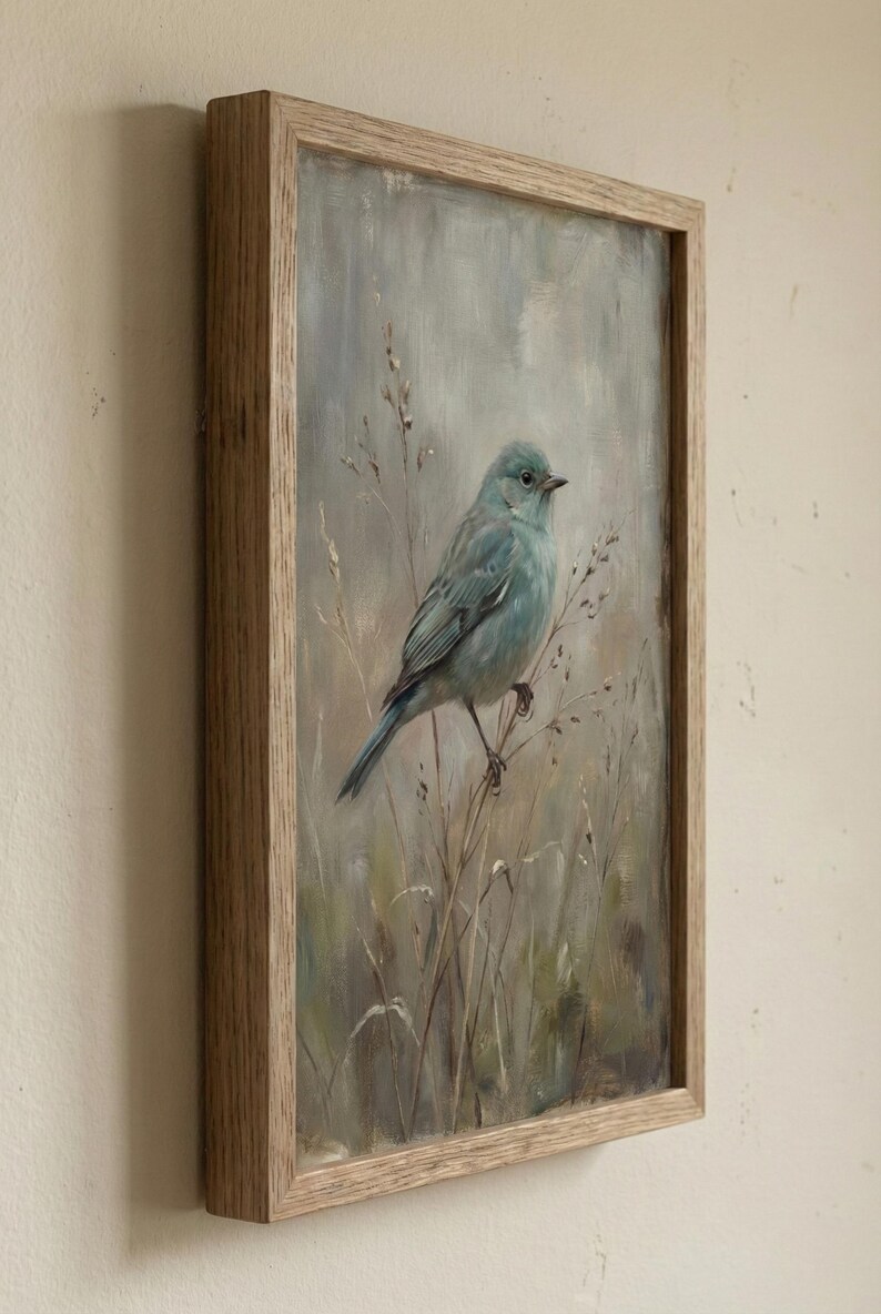 Vintage Blue Bird Print, Cottagecore Bird Wall Art, Teal Bird Botanical ...
