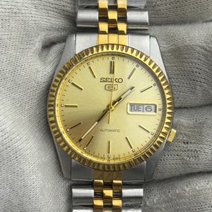 Vintage Seiko Automatic Two-Tone Day-Date Watch Gold Dial  Stainless & Gold Jubilee Bracelet