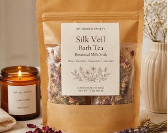 Silk Veil Botanical Milk Bath Tea | Rose, Lavender, Chamomile, Oat Soak