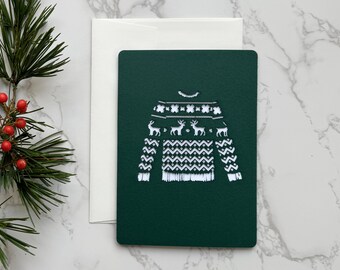 Green Laser Cut Ugly Sweater Christmas Card