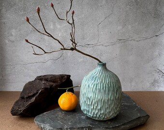 Handcrafted Textured Ceramic Vase: No 003