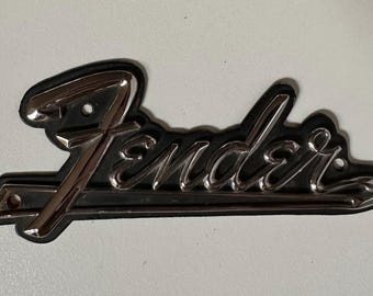 Placa con el logotipo de Fender, emblema para estuche de guitarra/amplificador, pieza de amplificador vintage de los años 60
