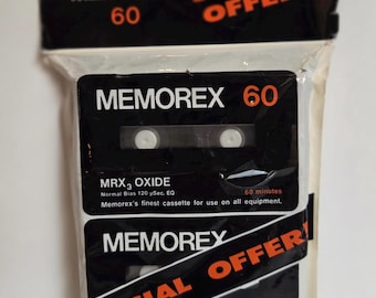 Paquete de 2 cintas de casete Memorex MRX3 Oxide de 60 minutos (1979)