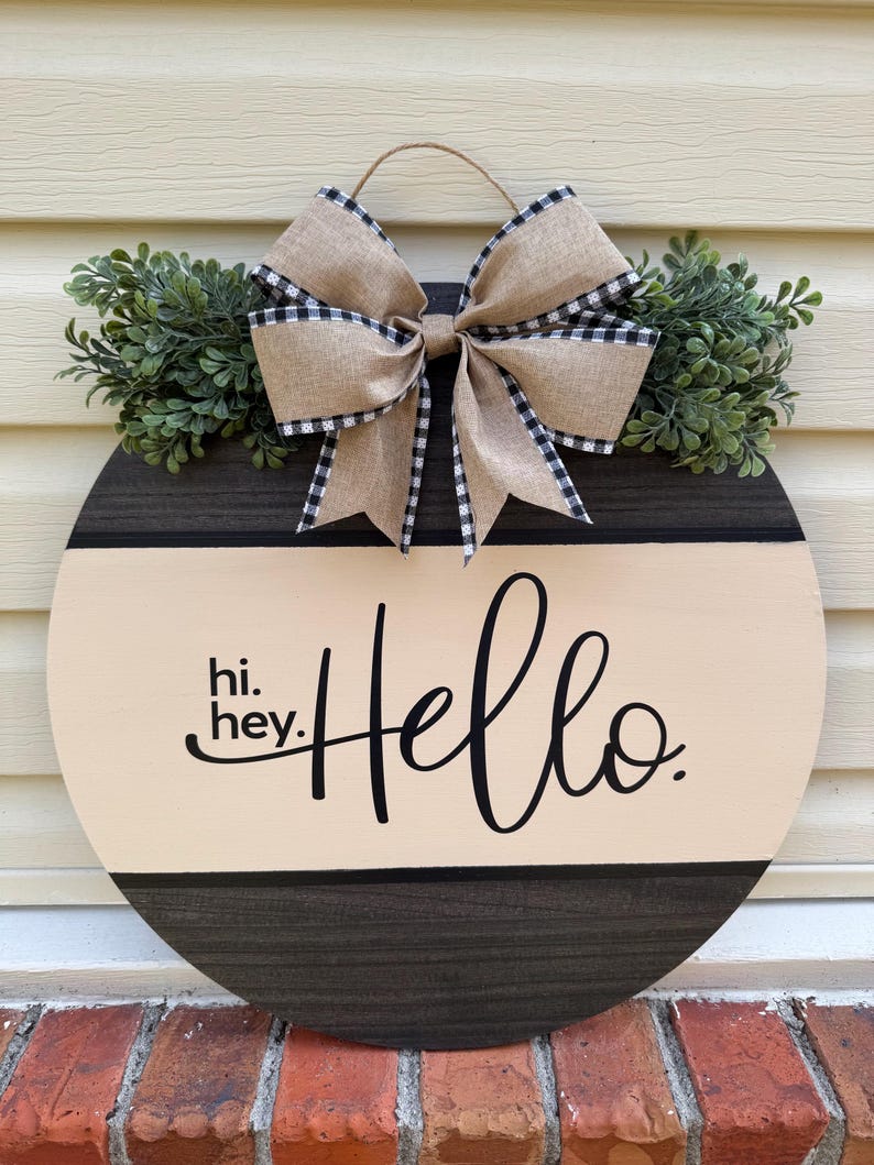 Hi Hey Hello Door Sign | Door Hanger | Front Door Wreath | Housewarming ...