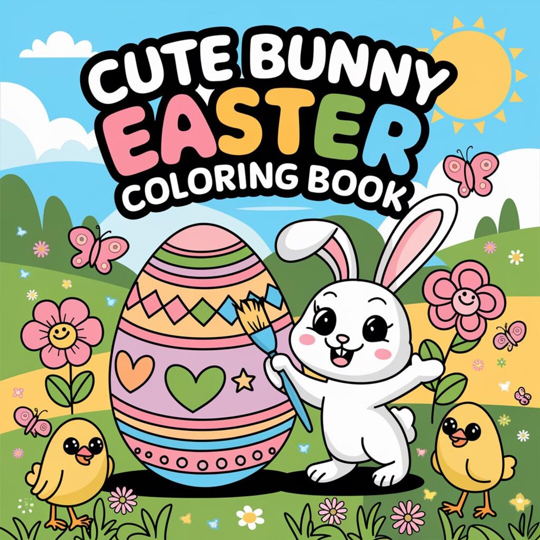 100 Easter Bunny Coloring Pages | Kids Printable - Etsy UK