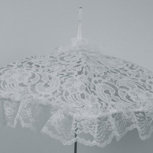 SEE SHOP NOTICE Victorian Walking Stick Parasol Umbrella in the Style of My Fair Lady in Your Choice Color Lace, Extravagant Ruffle, image 2