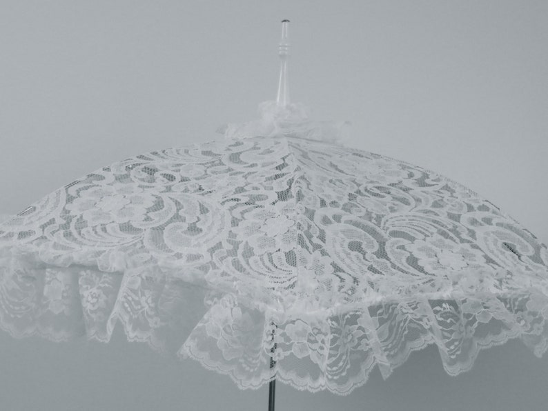 SEE SHOP NOTICE Victorian Walking Stick Parasol Umbrella in the Style of My Fair Lady in Your Choice Color Lace, Extravagant Ruffle, image 2