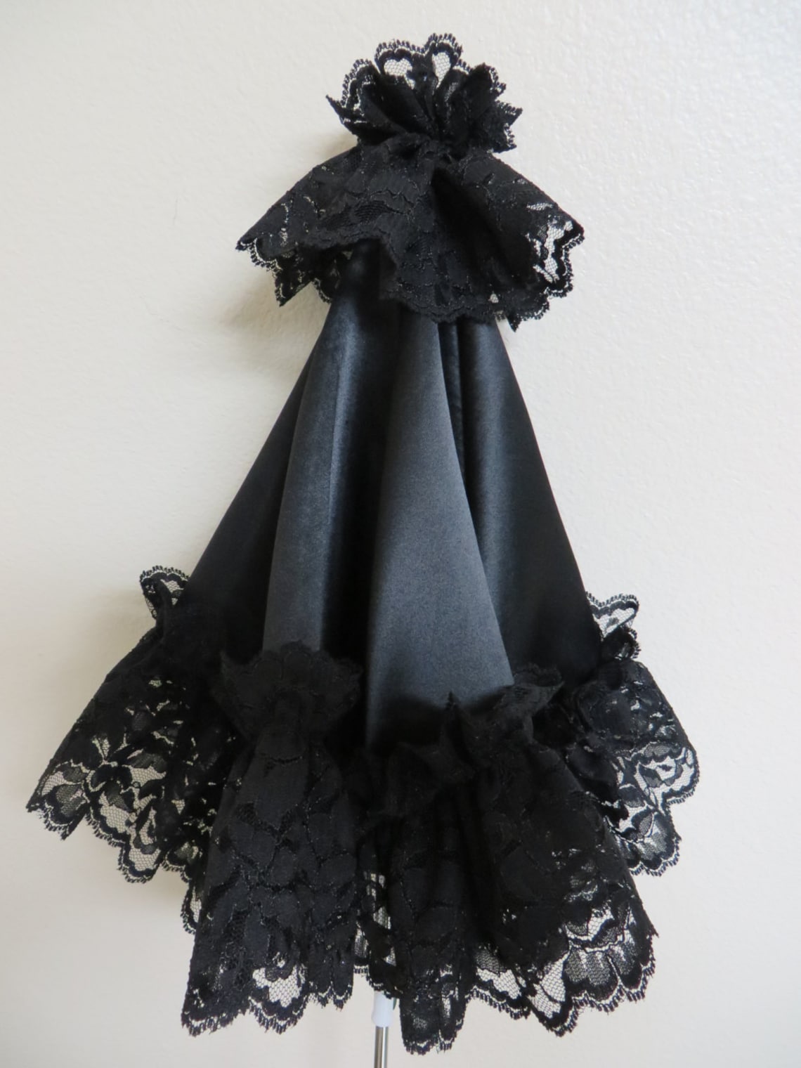 VICTORIAN PARASOL Umbrella in Black Satin With Lavish Wide Etsy