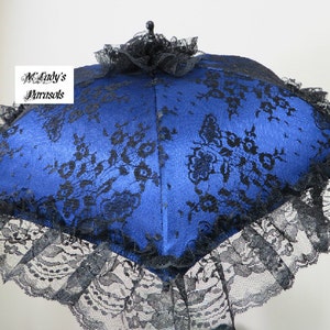 SEE SHOP NOTICE**   Victorian Parasol  Umbrella in Satin with Delicate Your Choice Chantilly Lace Overlay and Lace Ruffle Bridal Civil War