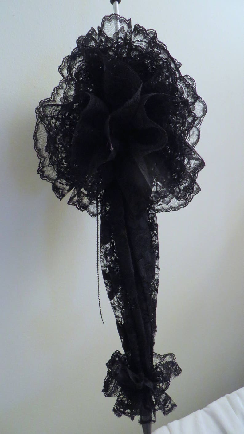 SEE SHOP NOTICE Victorian Walking Stick Parasol Umbrella in the Style of My Fair Lady in Your Choice Color Lace, Extravagant Ruffle, image 4