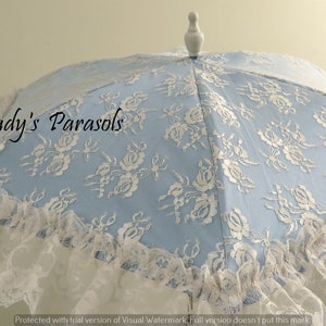 SEE SHOP NOTICE**   Victorian Parasol Umbrella Elegant Chantilly Lace Over Satin with Ruffle Bridal Second Line Regency  Edwardian