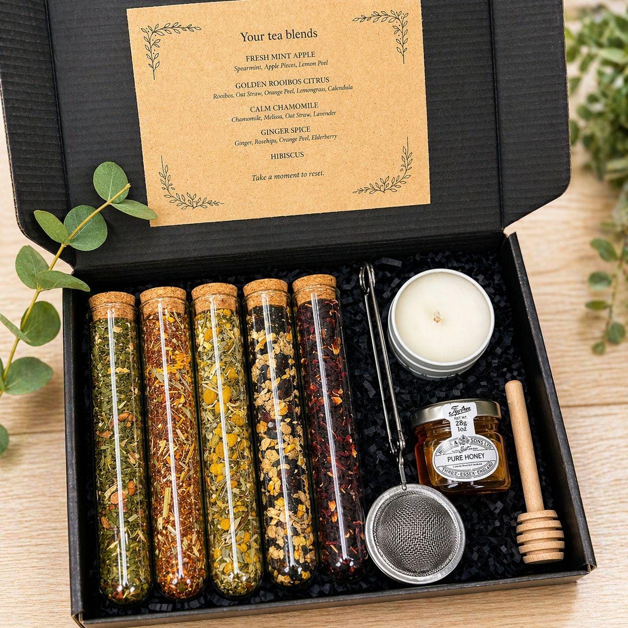 Herbal Tea Gift Box for Him, Father's Day Gift for Men, Relaxation Tea Set, Self Care Gift, Birthday Gift, Tea Lover Gift