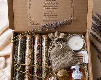 Gift for Grandma – Herbal Tea & Lavender Relaxation Gift Box, Cozy Care Package, Birthday Gift for Grandmother