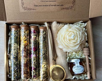 Cozy Herbal Gift Set with Candle and Honey