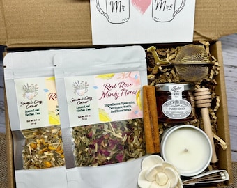 Romantic Tea Gift Box for Two – Herbal Tea, Honey & Candle Set