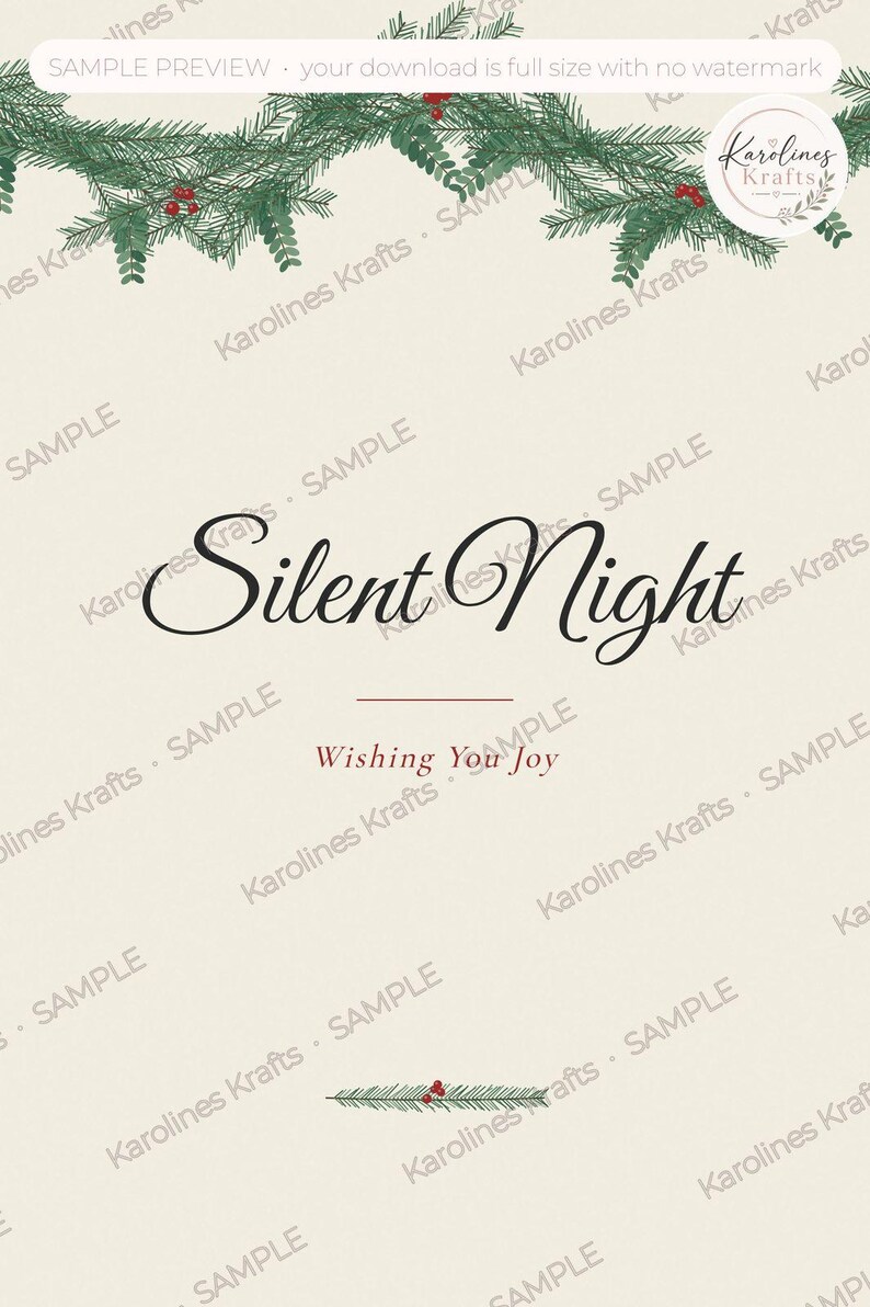 Add. Sign Image Download Silent Night Christmas Wall Art Printable, Christmas Carol Sign ...
