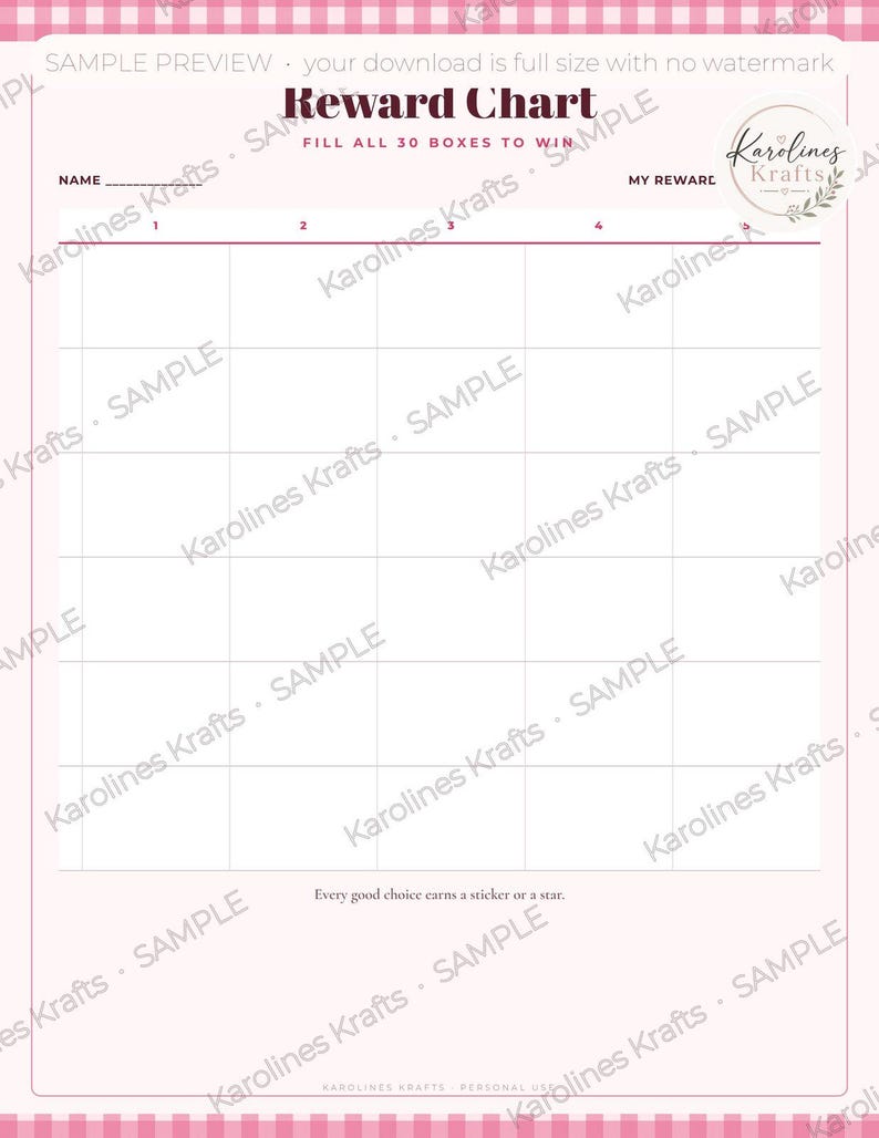 Print Incentive Chart Kids Chore Chart Printable | Ages 3-5 and 6-10 Chore Charts + Blank ...