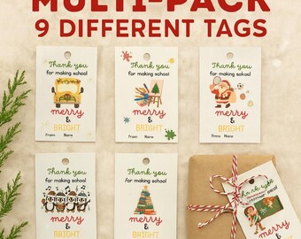 Lot d'étiquettes-cadeaux de Noël imprimables pour enseignants (numériques)
