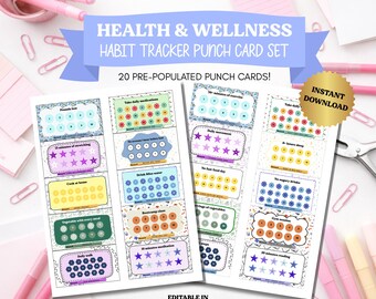Cartes perforées Santé et bien-être Imprimable | Versions colorées et économiseuses d'encre incluses