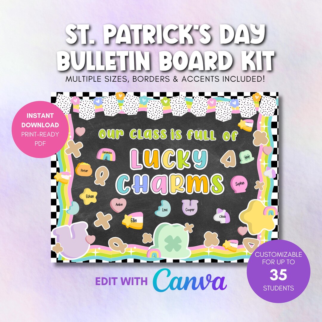 St. Patrick's Day Bulletin Board Kit | Lucky Charms Classroom Decor ...