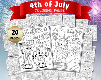 Coloriages imprimables du 4 juillet (téléchargement numérique)