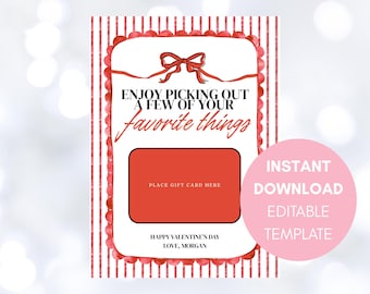 Porte-cartes cadeau Saint-Valentin imprimable 5 x 7 (téléchargement numérique)