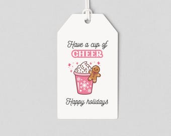 Étiquette-cadeau de Noël à imprimer : design Cup of Cheer (téléchargement numérique)