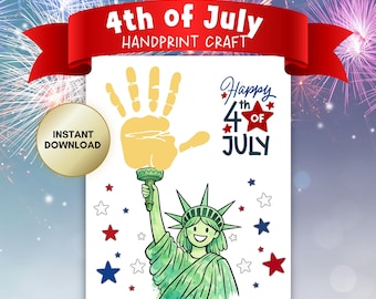 Artisanat d'empreintes de main de la Statue de la Liberté | Activité du 4 juillet pour les enfants (téléchargement PDF)