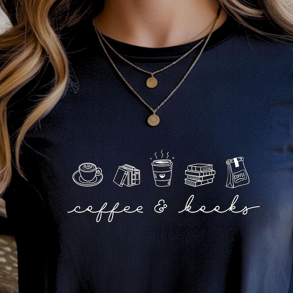 Coffee Lover Shirt, Coffee + Books T-Shirt For Book Lovers Birthday Gift, Book Lover Mother's Day Gift, Coffee Lover, 3XL 4XL 5XL