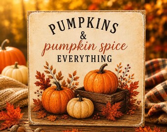 Fall Decor | Pumpkin Spice Decor | 5x5 Wood Sign Print | Shelf Sitter